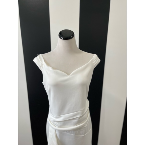 Venus White Cap Sleeve Ruffle Detail Dress NWOT - Picture 2 of 6